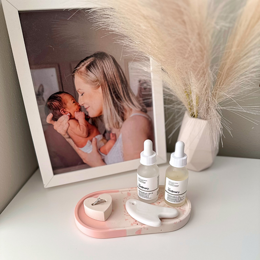 Baby Pink Split Oval Jewelry Tray with Terrazzo