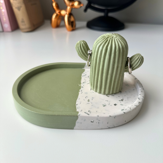 Oval Jewelry Split Tray - Sage with Crushed Glass (wide)