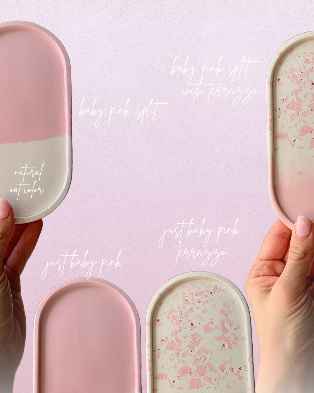 Baby Pink Split Oval Jewelry Tray with Terrazzo