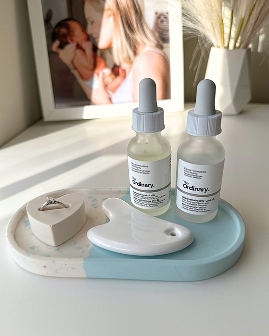 Baby Blue Split Oval Jewelry Tray with Terrazzo