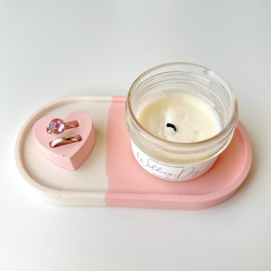 Baby Pink Split Oval Jewelry Tray