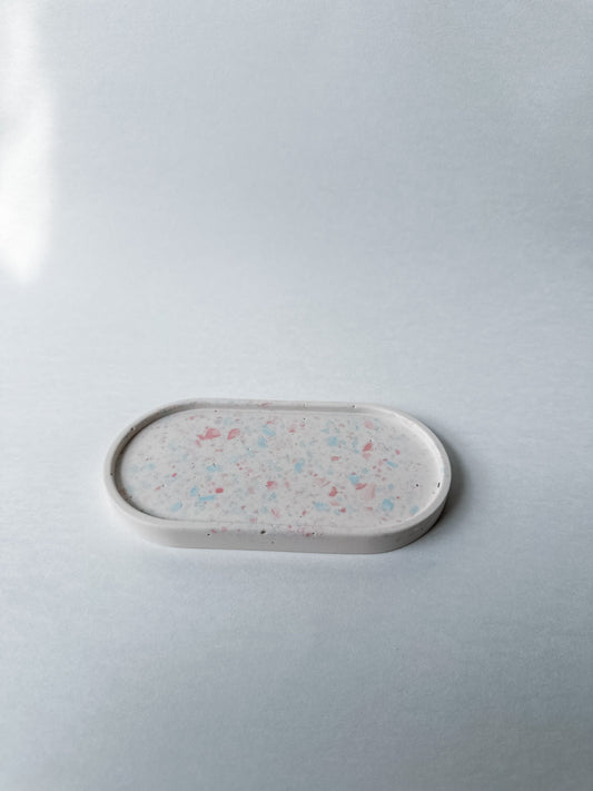 Baby Pink and Blue Terrazzo Oval Jewelry Tray
