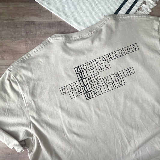 CVICU Crossword Puzzle T-shirt with Heart