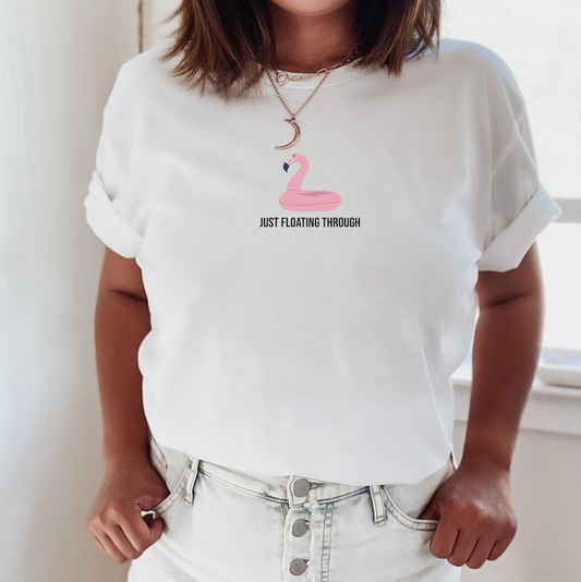 Flamingo t-shirt "Just Floating Trough"