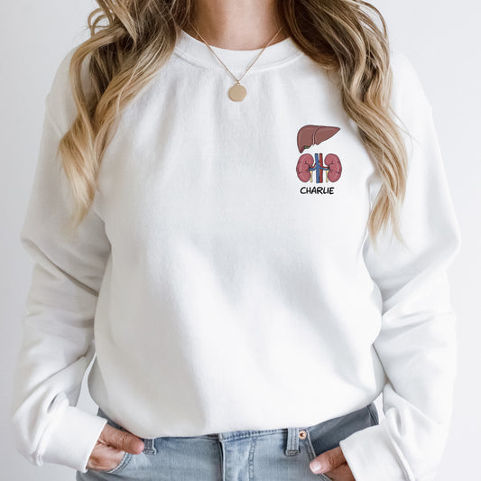 Personalized TICU Sweatshirt - Kidney & Liver Design