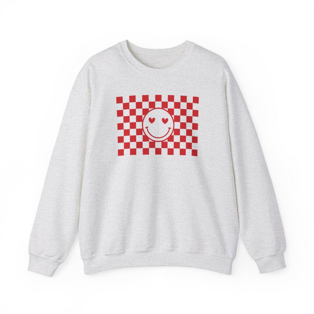 Checkered Smiley Face Graphic Sweatshirt