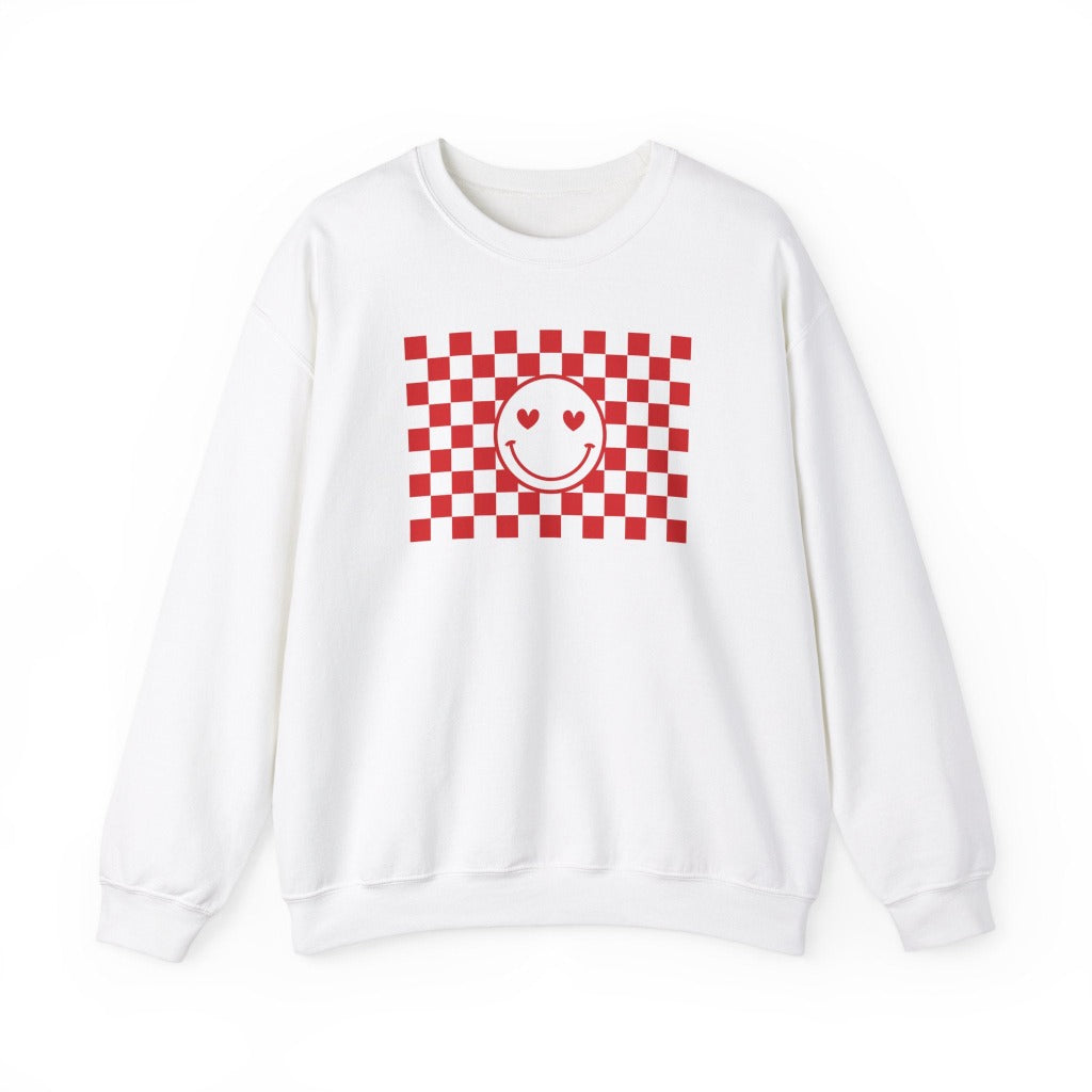 Checkered Smiley Face Graphic Sweatshirt