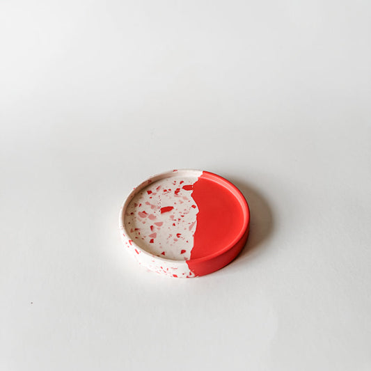 Red Split Coaster/Trinket Dish with Terrazzo Chips