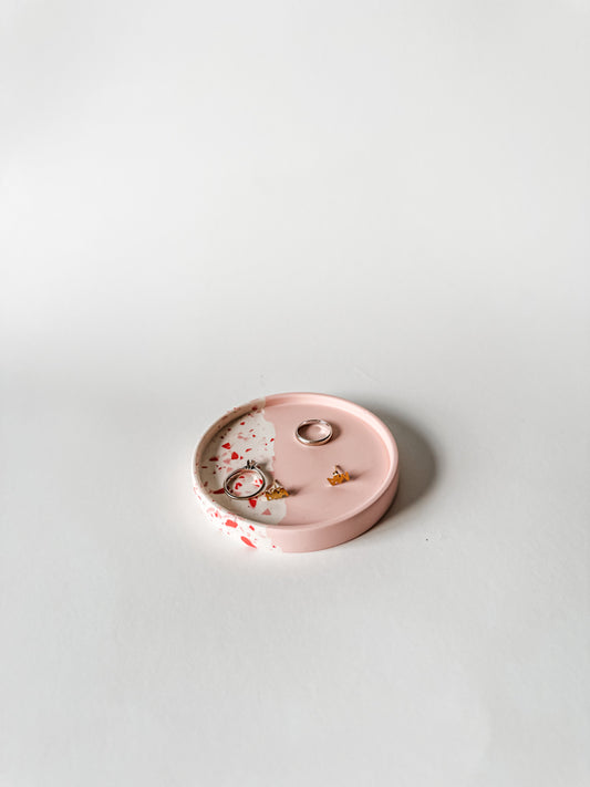 Pink Split Coaster/Trinket Dish with Terrazzo Chips