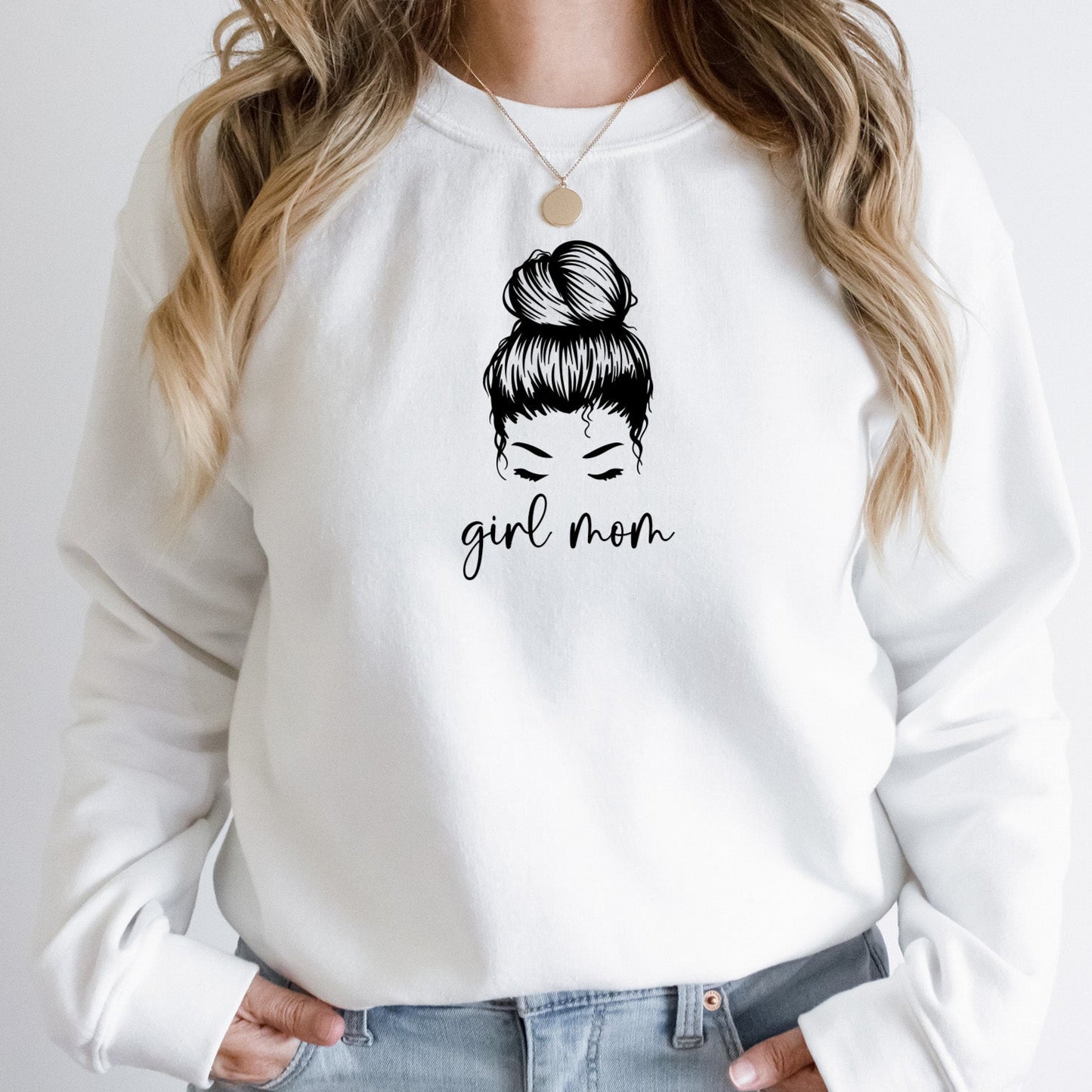 Girl Mom Messy Bun Sweatshirt