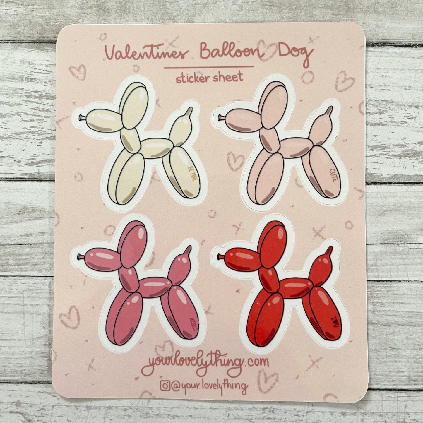 Valentine's Day Balloon Dog Sticker Sheet